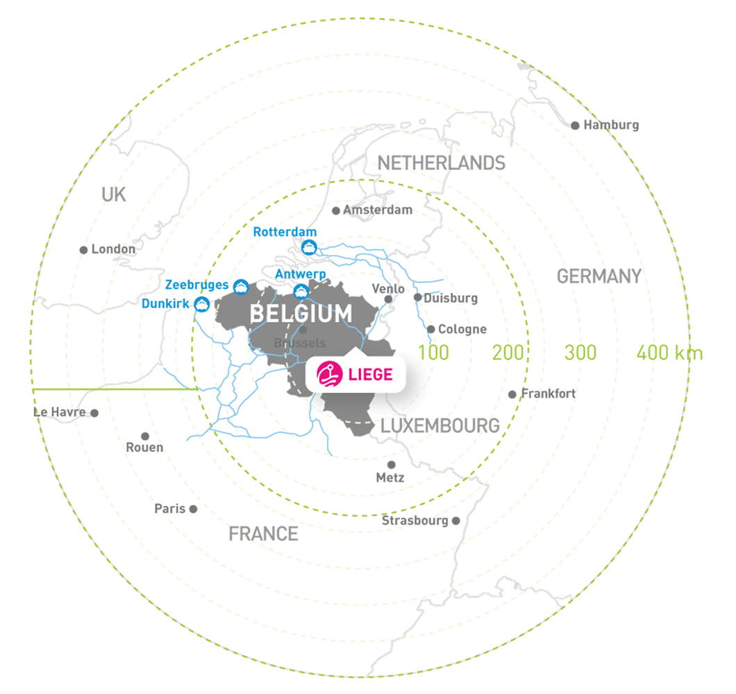 Situation géographique Port de Liège
