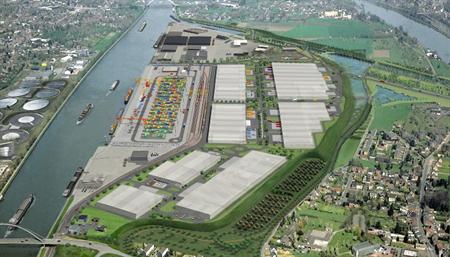 Vue aérienne du Trilogiport